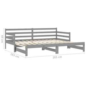 Výsuvná denní postel 2 × (90x200 cm) šedá masivní borové dřevo - obrázek 10