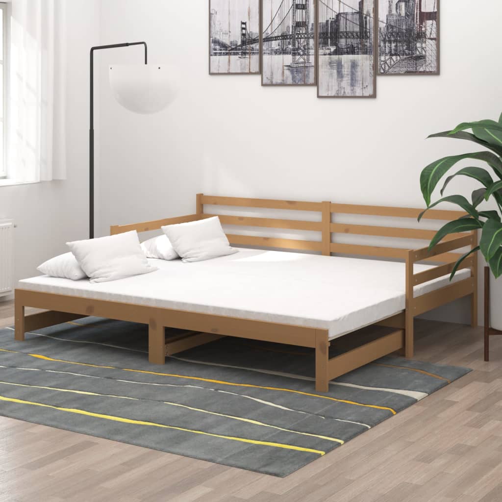 Výsuvná denní postel 2×(90×200 cm) medová masivní borové dřevo