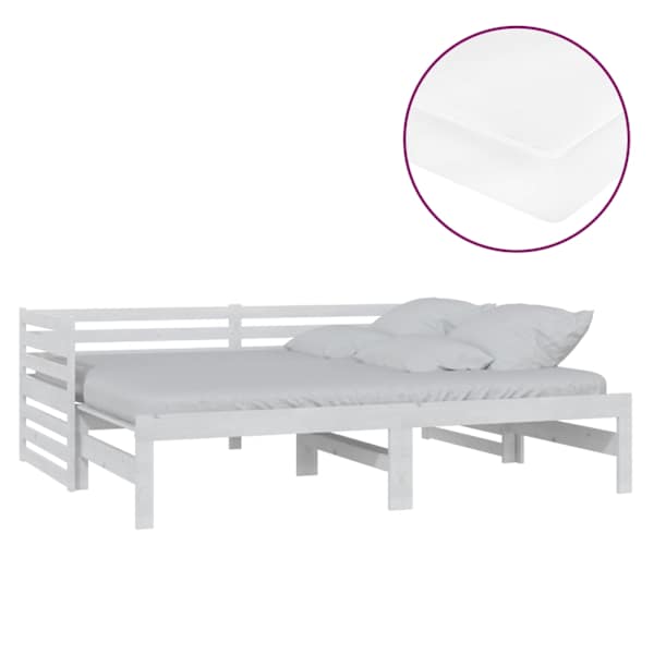 vidaXL v&auml;ljat&otilde;mmatav p&auml;evavoodi, 2x(90x200) cm, valge, t&auml;ism&auml;nnipuit