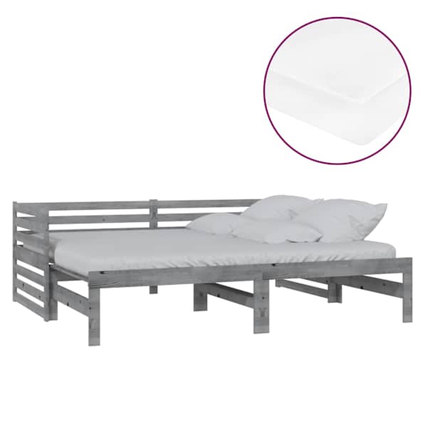 vidaXL v&auml;ljat&otilde;mmatav p&auml;evavoodi, 2x(90x200) cm, hall, t&auml;ism&auml;nnipuit