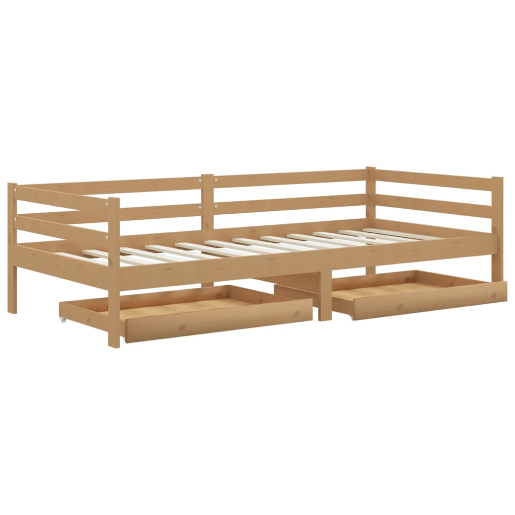 

vidaXL Slaapbank met lades massief grenenhout honingbruin 90x200 cm
