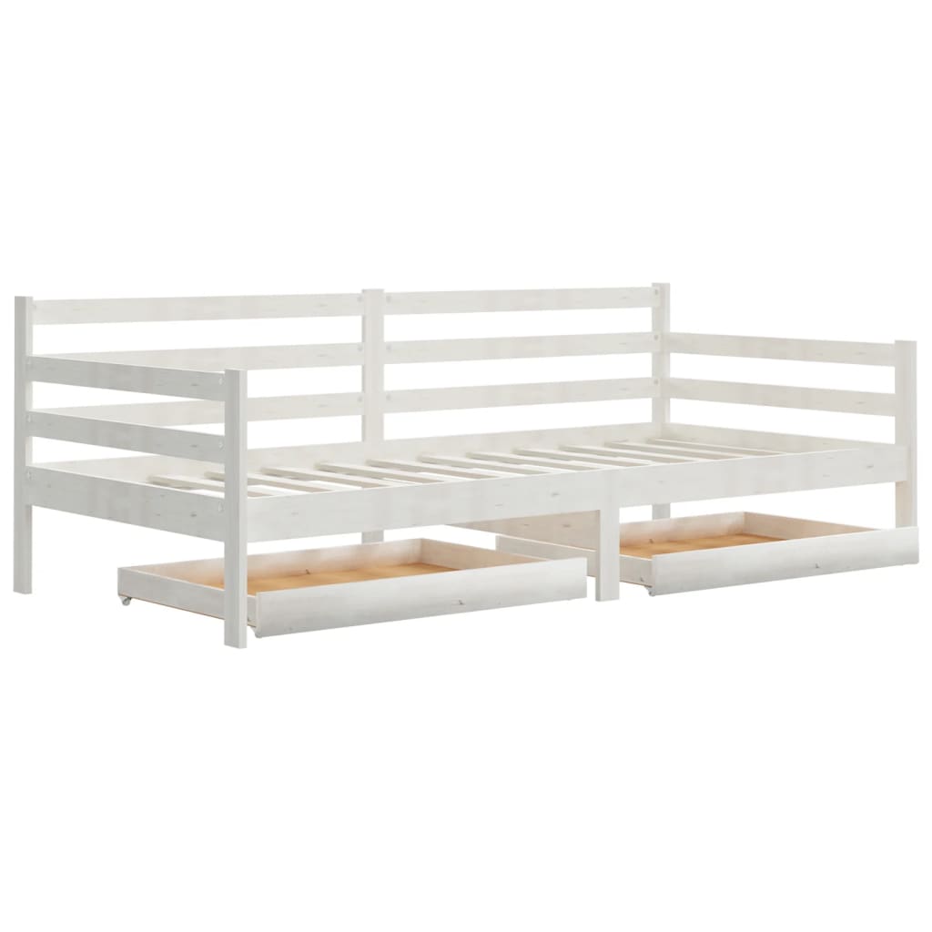 

vidaXL Slaapbank met lades massief grenenhout wit 90x200 cm