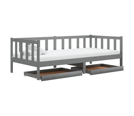 vidaXL Sofá-cama com gavetas 90x200 cm pinho maciço cinzento