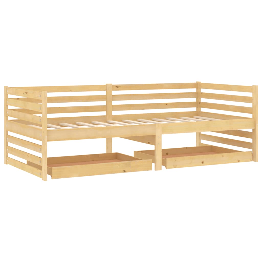 

vidaXL Slaapbank met lades massief grenenhout 90x200 cm