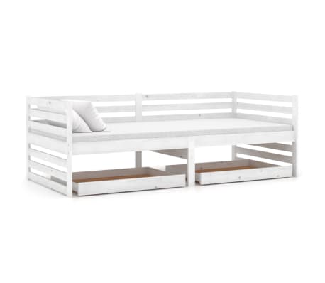 vidaXL Pat de zi cu sertare, alb, 90x200 cm, lemn masiv de pin