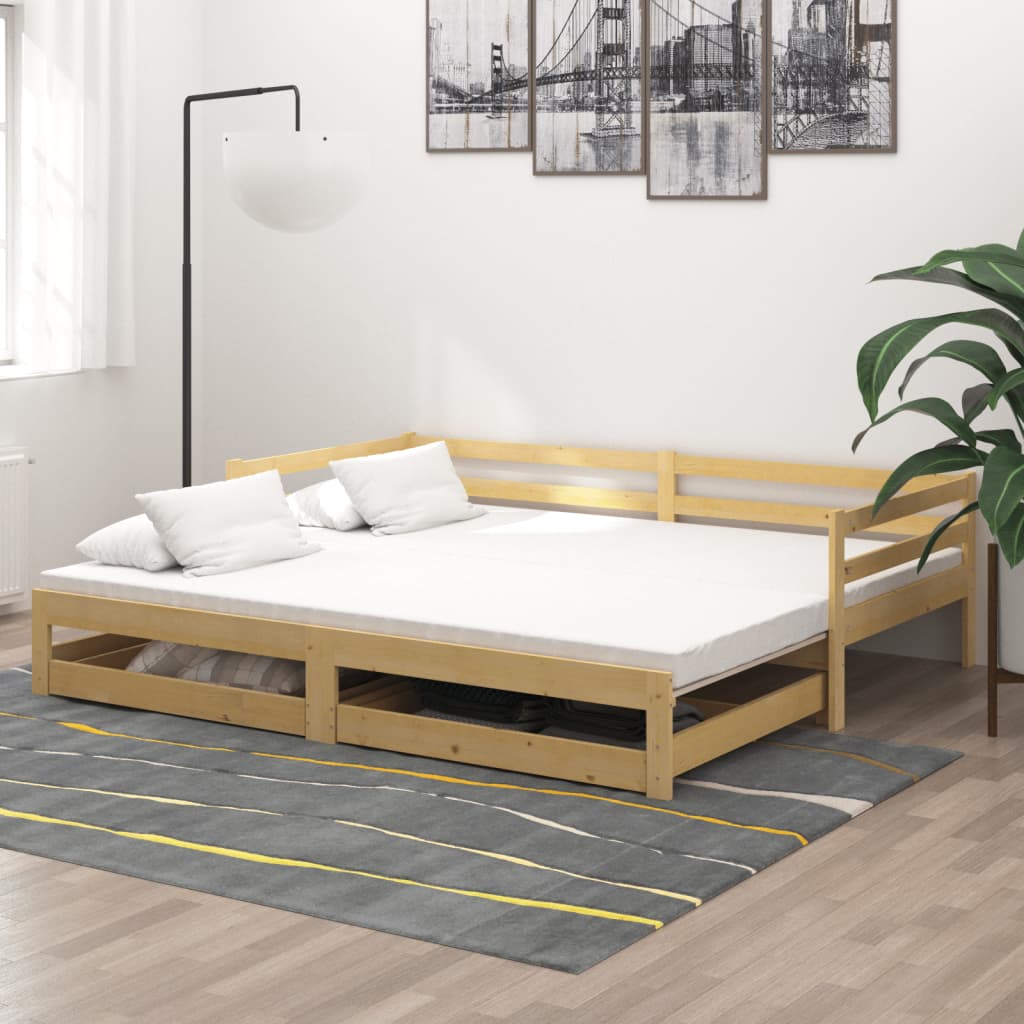 vidaXL daybed med udtræk 2x(90x200) cm massivt fyrretræ billede