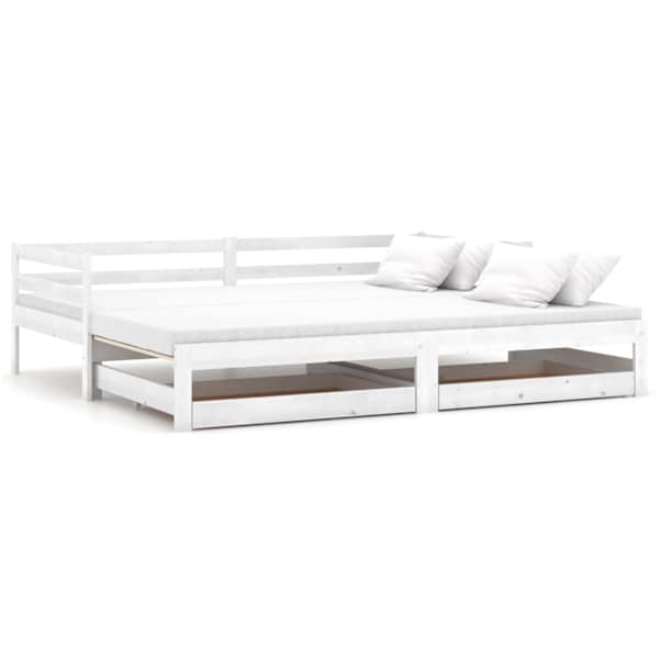 vidaXL v&auml;ljat&otilde;mmatav p&auml;evavoodi, 2x(90x200) cm, valge, t&auml;ism&auml;nnipuit