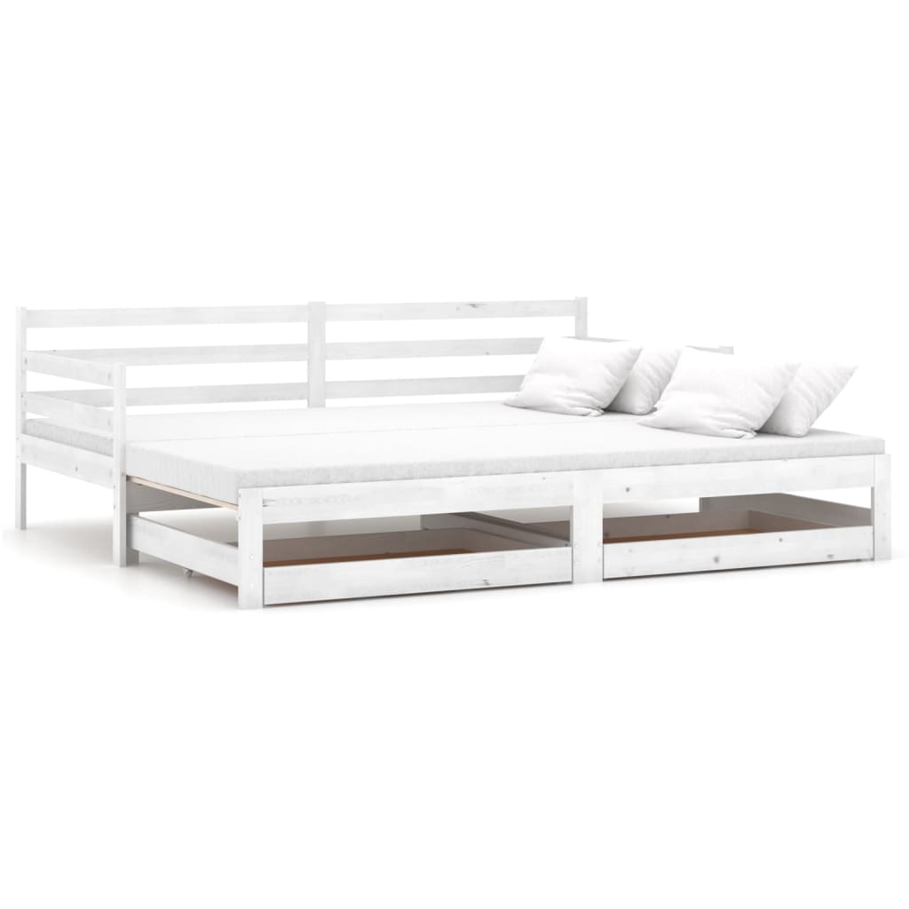 Ausziehbares Tagesbett 2x(90x200) cm Weiß Massivholz Kiefer-3