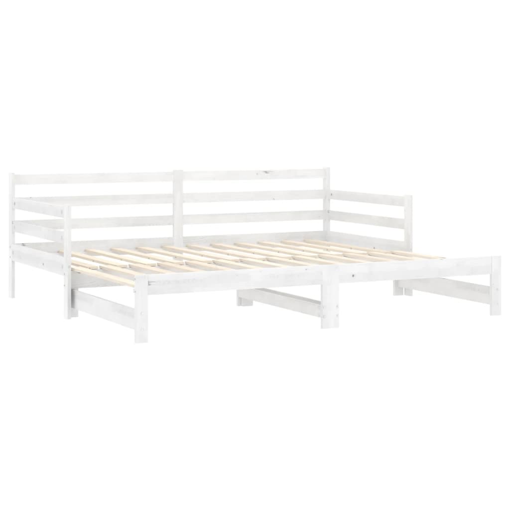 Ausziehbares Tagesbett 2x(90x200) cm Weiß Massivholz Kiefer-5