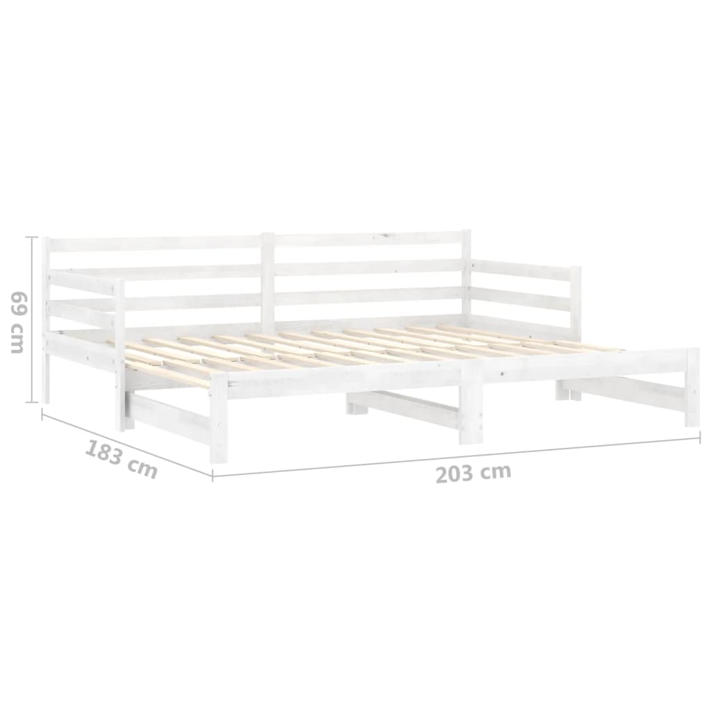 Ausziehbares Tagesbett 2x(90x200) cm Weiß Massivholz Kiefer-8