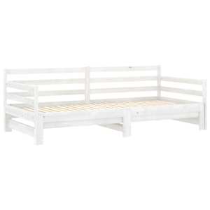 Výsuvná denní postel 2 × (90x200 cm) bílá masivní borové dřevo - obrázek 4