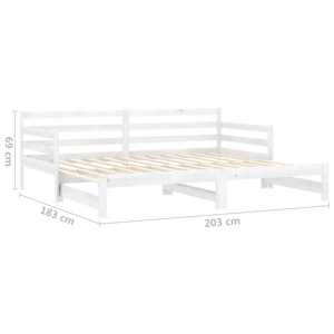 Výsuvná denní postel 2 × (90x200 cm) bílá masivní borové dřevo - obrázek 8