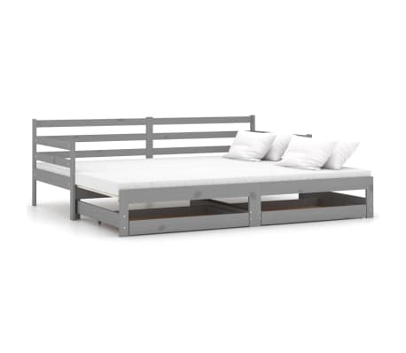 vidaXL Rozkladacia denná posteľ 2x(90x200) cm, sivá, borovicový masív