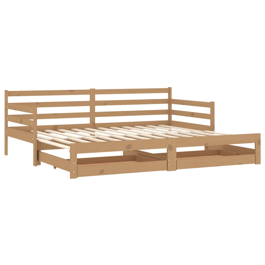 

vidaXL Slaapbank uitschuifbaar grenenhout honingbruin 2x(90x200) cm