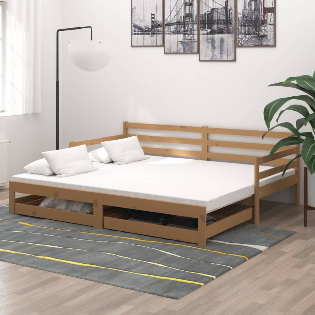 Sofá cama doble tapizada con cama nido, sofá cama nido tamaño individual,  soporte de listones de madera (beige)