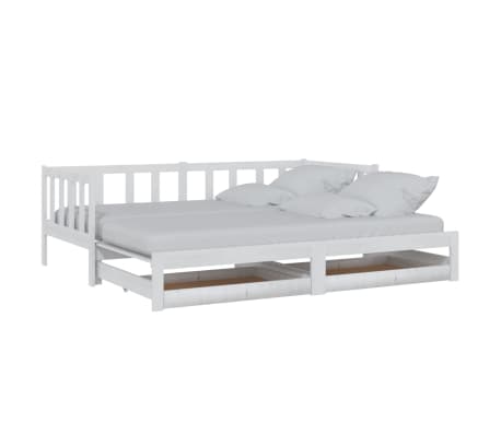 vidaXL daybed med udtræk 2x(90x200) cm massivt fyrretræ hvid