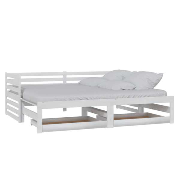 vidaXL v&auml;ljat&otilde;mmatav p&auml;evavoodi, 2x(90x200) cm, valge, t&auml;ism&auml;nnipuit