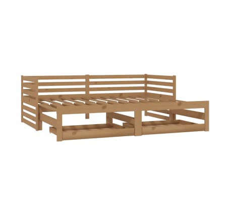 vidaXL Καναπές Κρεβάτι Συρόμενος Μελί 2x(90x200) εκ. Μασίφ Ξύλο Πεύκου
