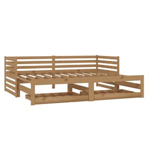 vidaXL Καναπές Κρεβάτι Συρόμενος Μελί 2x(90x200) εκ. Μασίφ Ξύλο Πεύκου