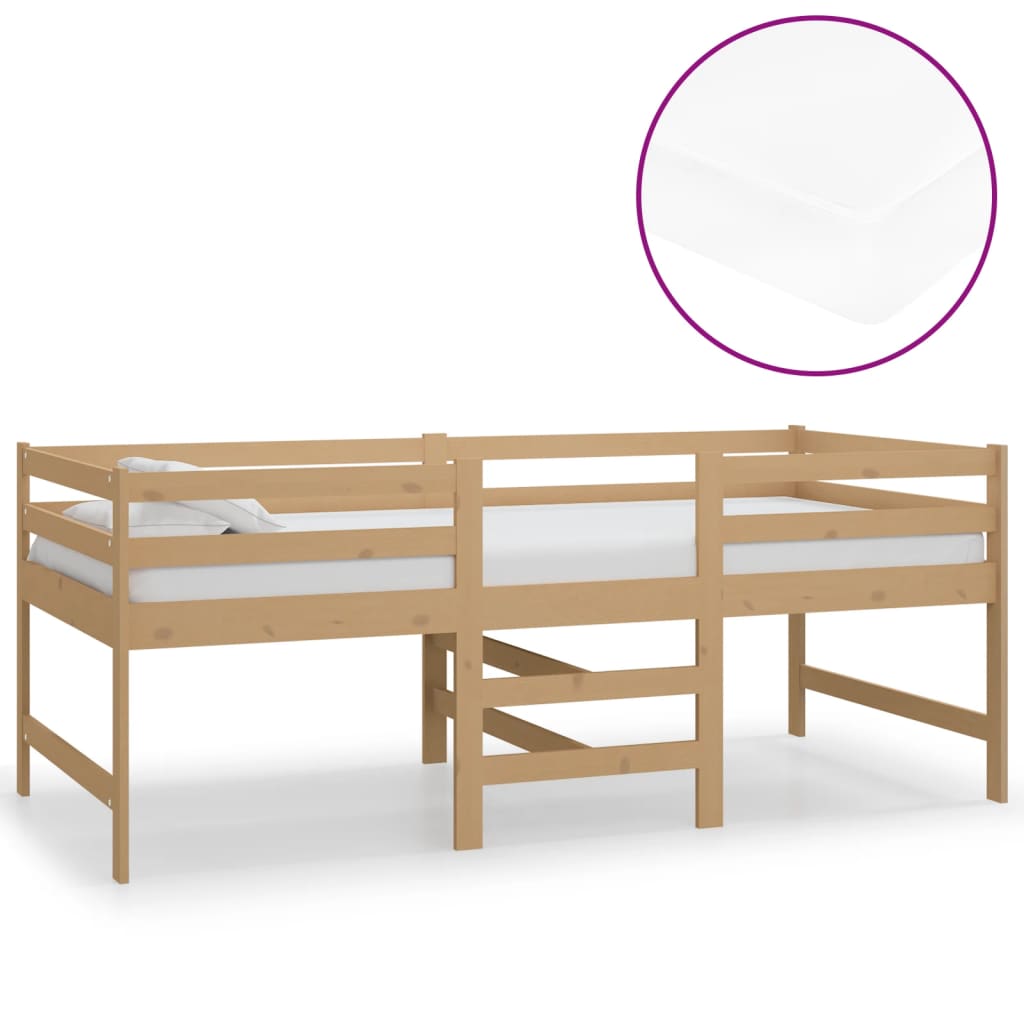 Mittelhohes Bett mit Matratze Honigbraun 90x200 cm Massivholz Kiefer | Stepinfit.de