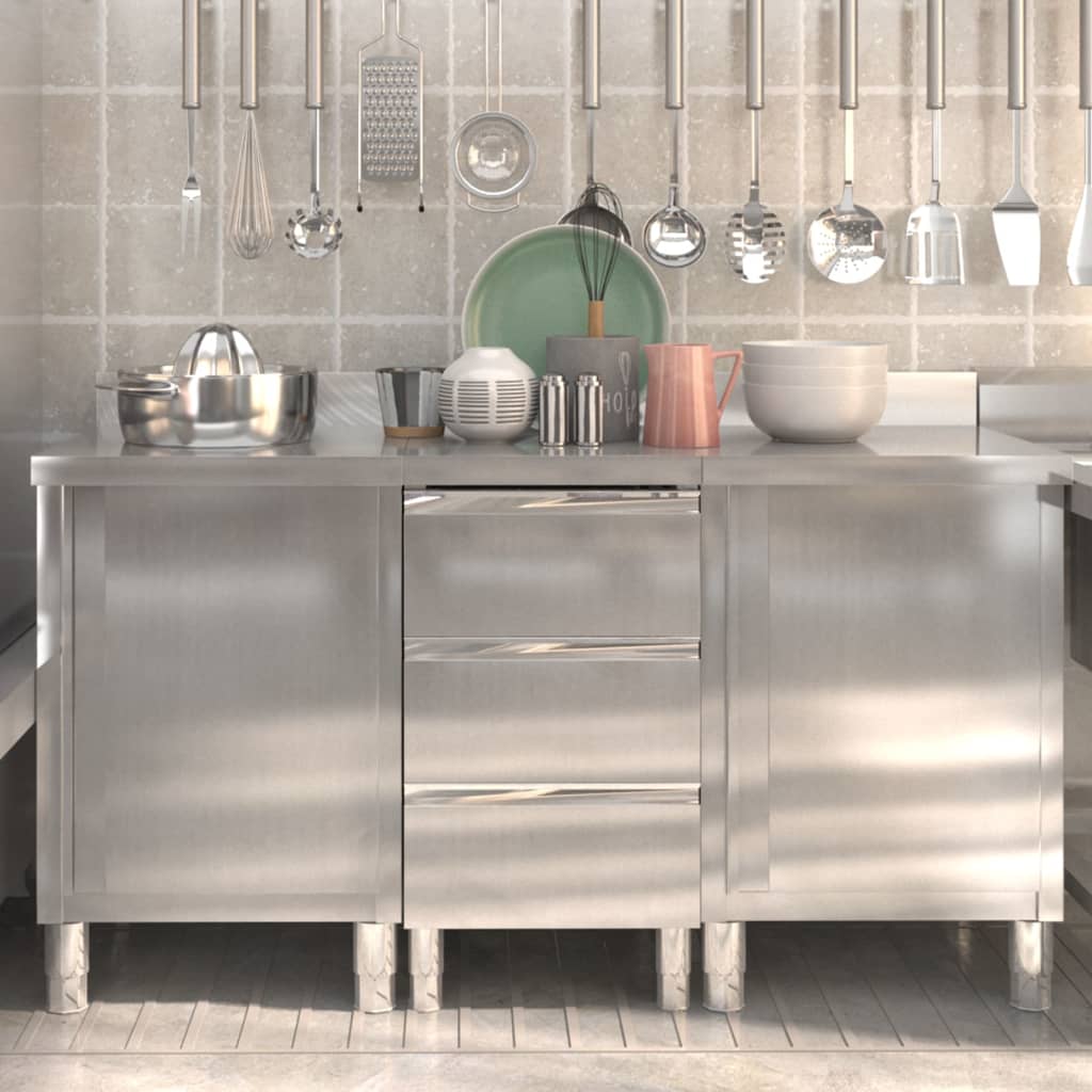 Produktfoto för vidaXL Köksskåp för storkök 3 st rostfritt stål