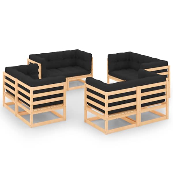 vidaXL 8-osaline aiam&ouml;&ouml;bli komplekt patjadega, m&auml;nnipuit