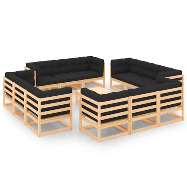 vidaXL 13-osaline aiadiivanikomplekt patjadega, m&auml;nnipuit