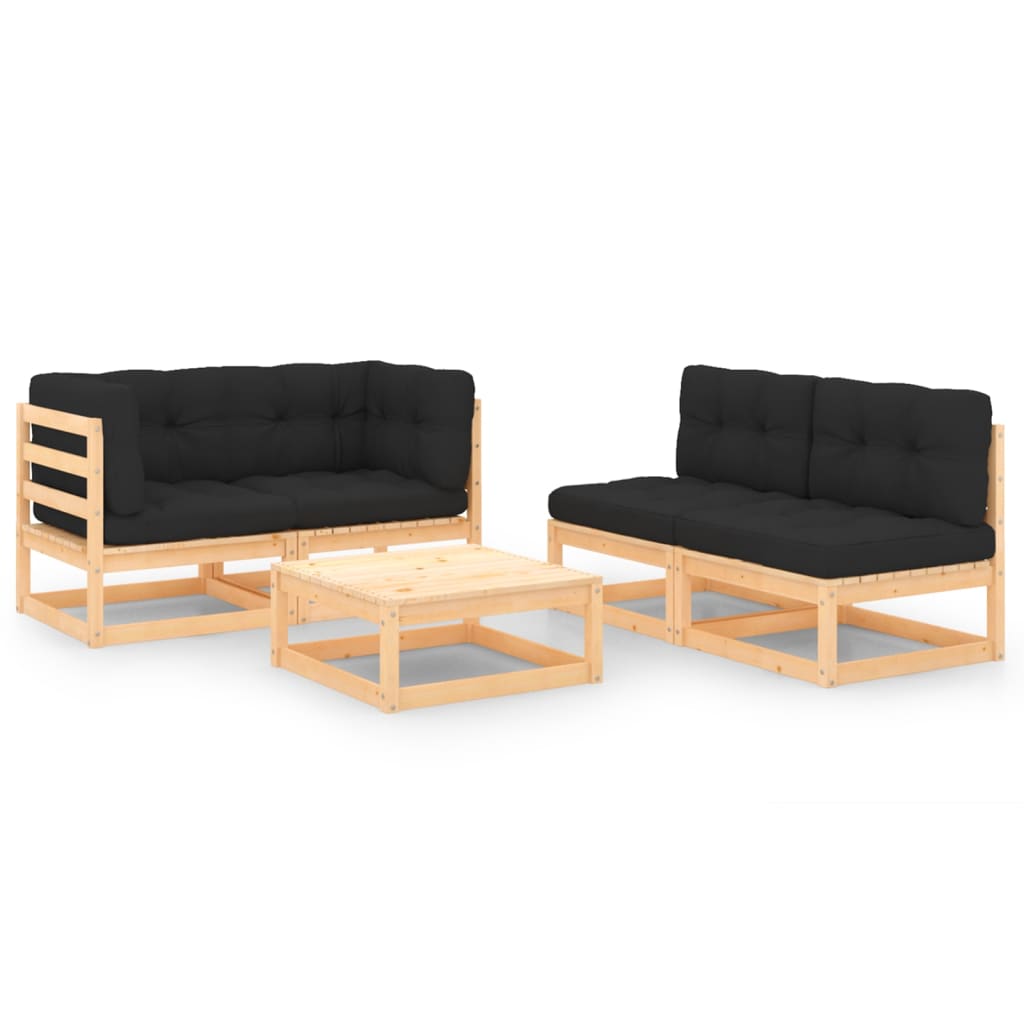 vidaXL 5-tlg. Garten-Lounge-Set mit Kissen Massivholz Kiefer