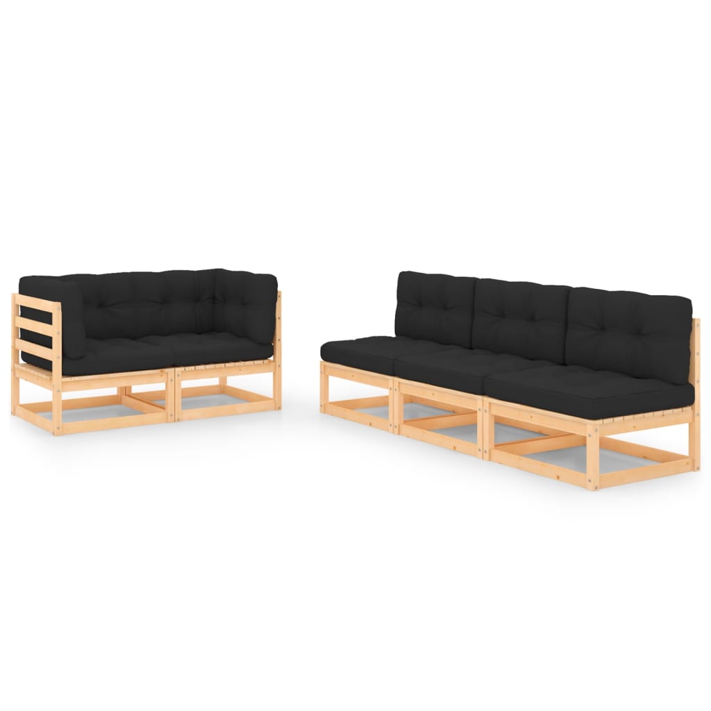 vidaXL Set mobilier de grădină cu perne, 5 piese, lemn masiv de pin vidaXL imagine model 2022