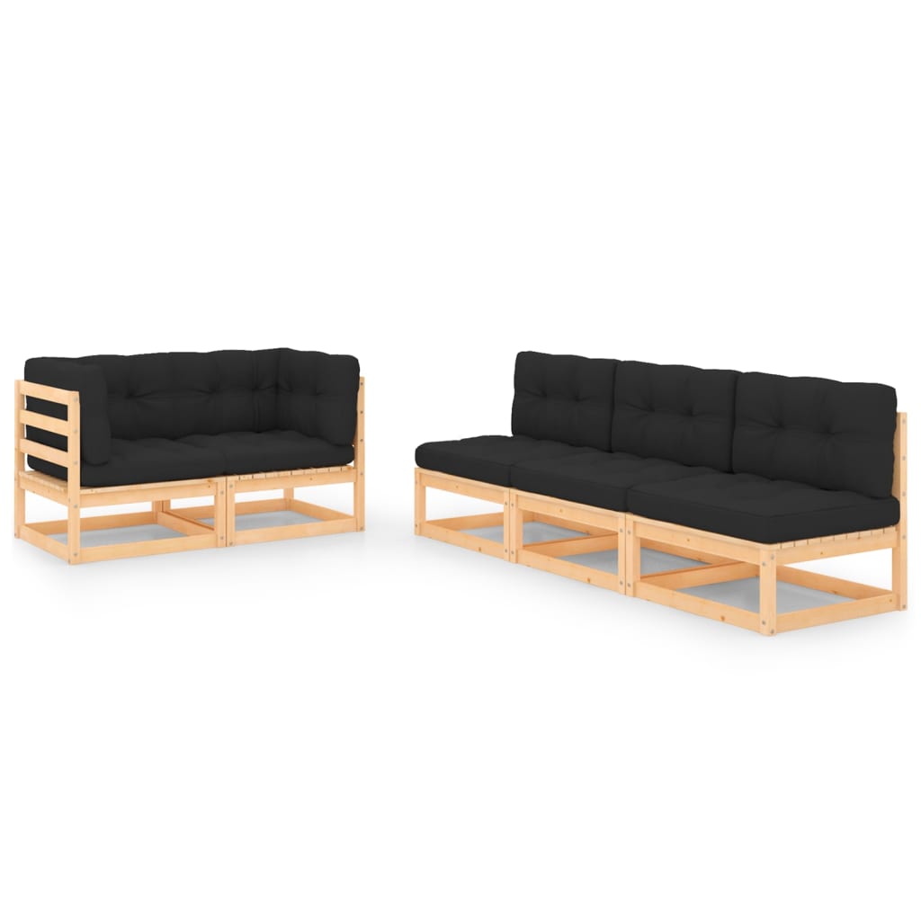 vidaXL 5-tlg. Garten-Lounge-Set mit Kissen Massivholz Kiefer