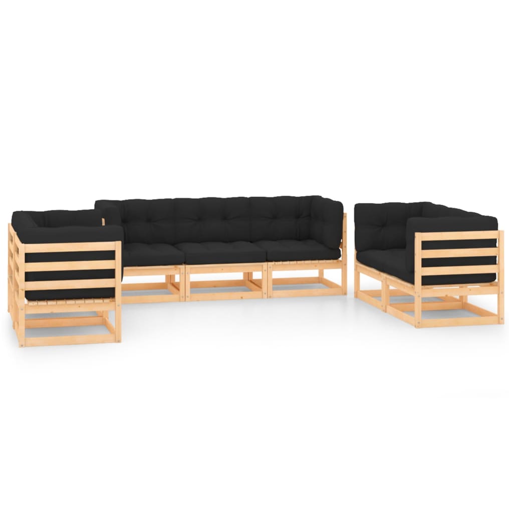 vidaXL 7-tlg. Garten-Lounge-Set mit Kissen Massivholz Kiefer