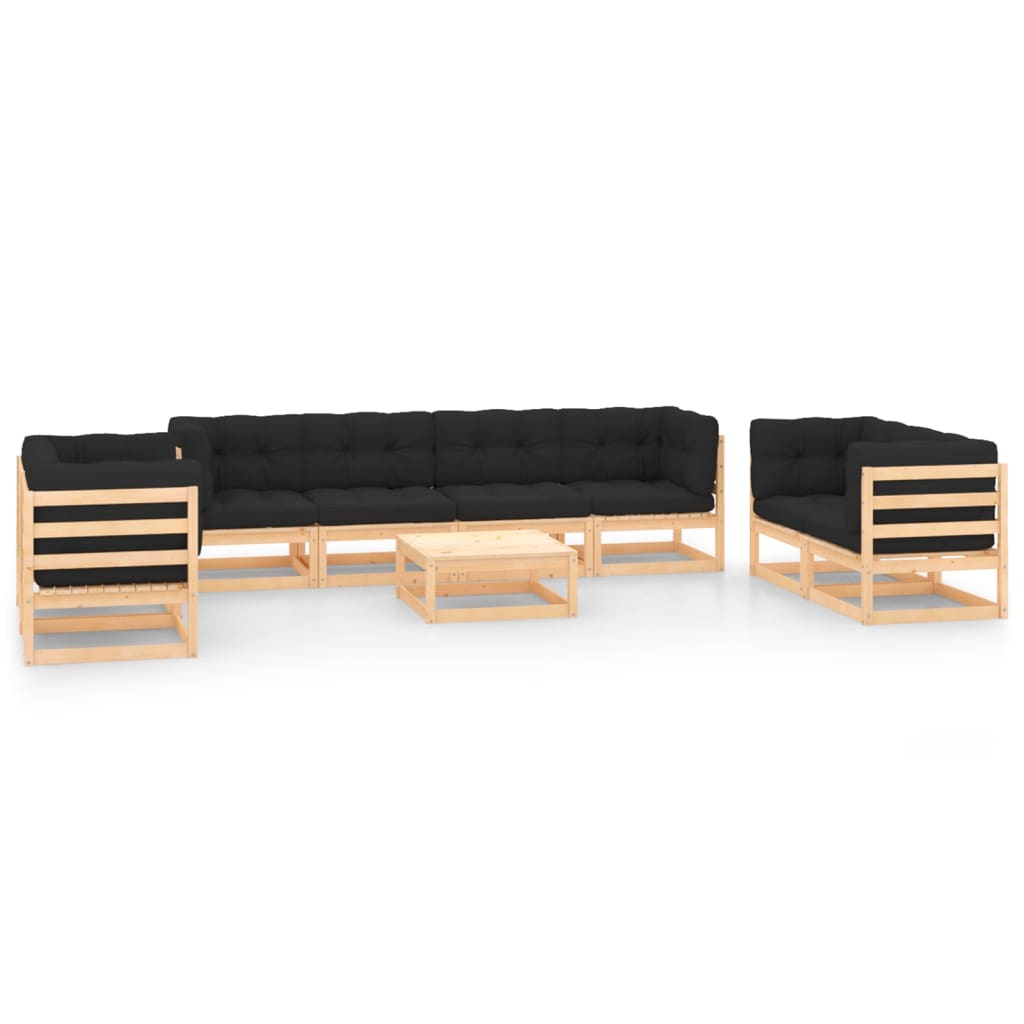 vidaXL 9-tlg. Garten-Lounge-Set mit Kissen Massivholz Kiefer