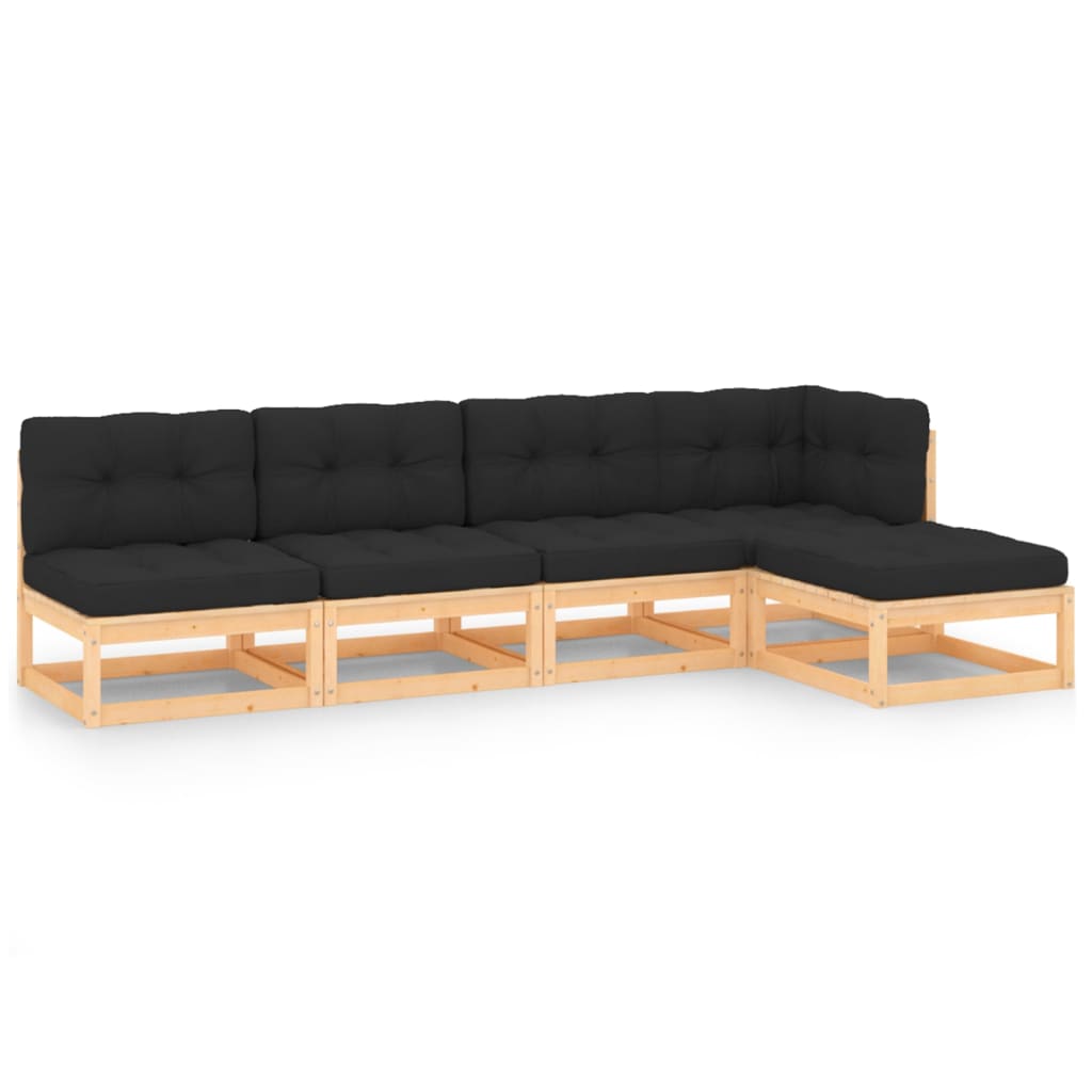 vidaXL 5-tlg. Garten-Lounge-Set mit Kissen Massivholz Kiefer