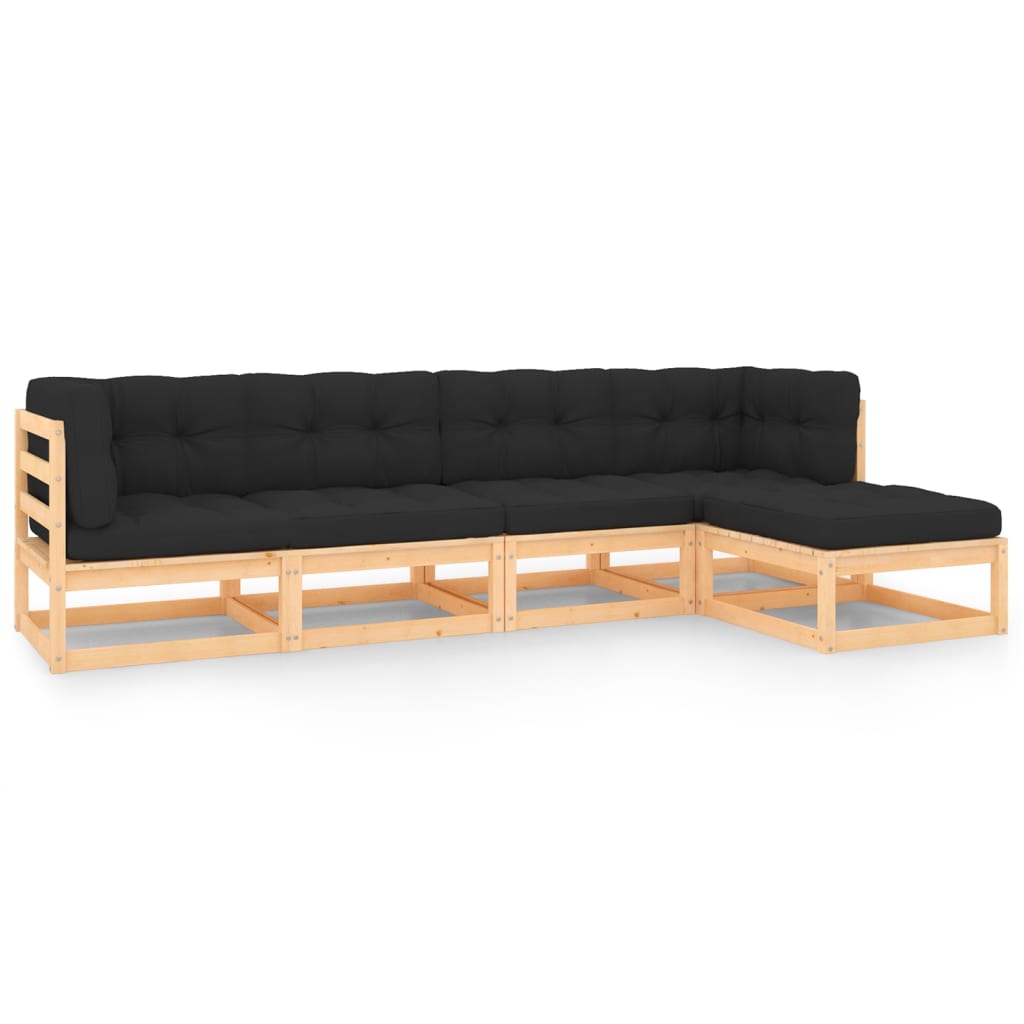 vidaXL 5-tlg. Garten-Lounge-Set mit Kissen Massivholz Kiefer