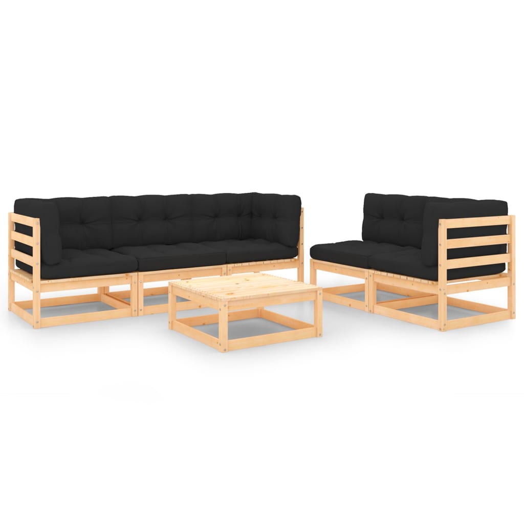 vidaXL 6-tlg. Garten-Lounge-Set mit Kissen Massivholz Kiefer