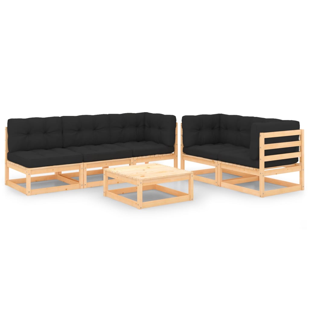 vidaXL 6-tlg. Garten-Lounge-Set mit Kissen Massivholz Kiefer