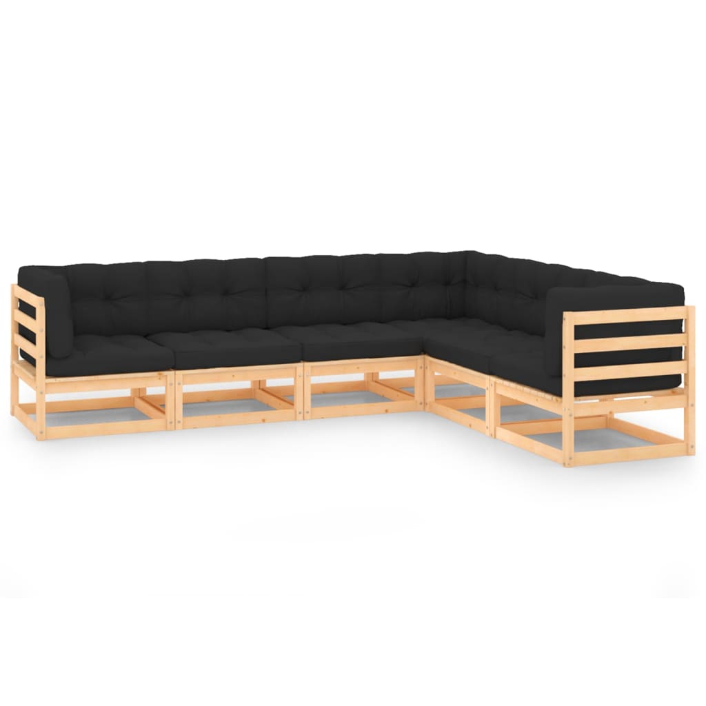 vidaXL 6-tlg. Garten-Lounge-Set mit Kissen Massivholz Kiefer