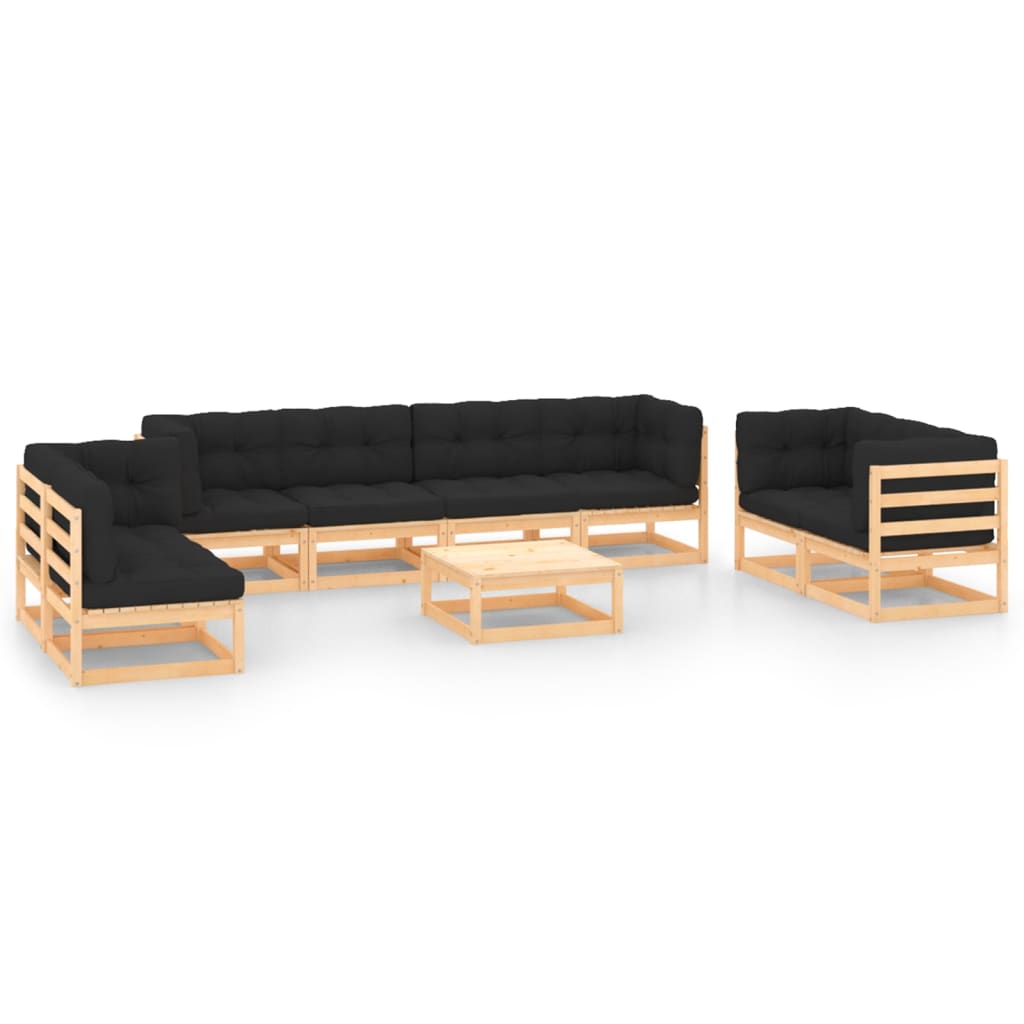 vidaXL 9-tlg. Garten-Lounge-Set mit Kissen Massivholz Kiefer