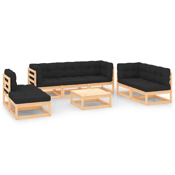 vidaXL 8-osaline aiam&ouml;&ouml;bli komplekt patjadega, m&auml;nnipuit
