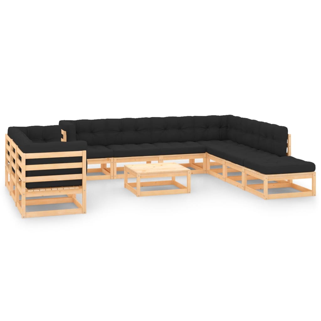 vidaXL 11-tlg. Garten-Lounge-Set mit Kissen Massivholz Kiefer