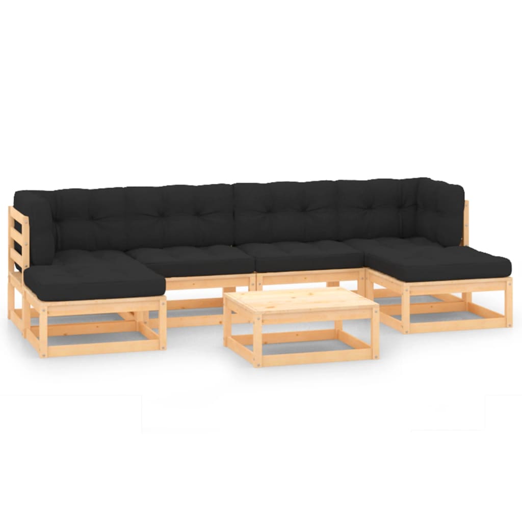 vidaXL 7-tlg. Garten-Lounge-Set mit Kissen Massivholz Kiefer