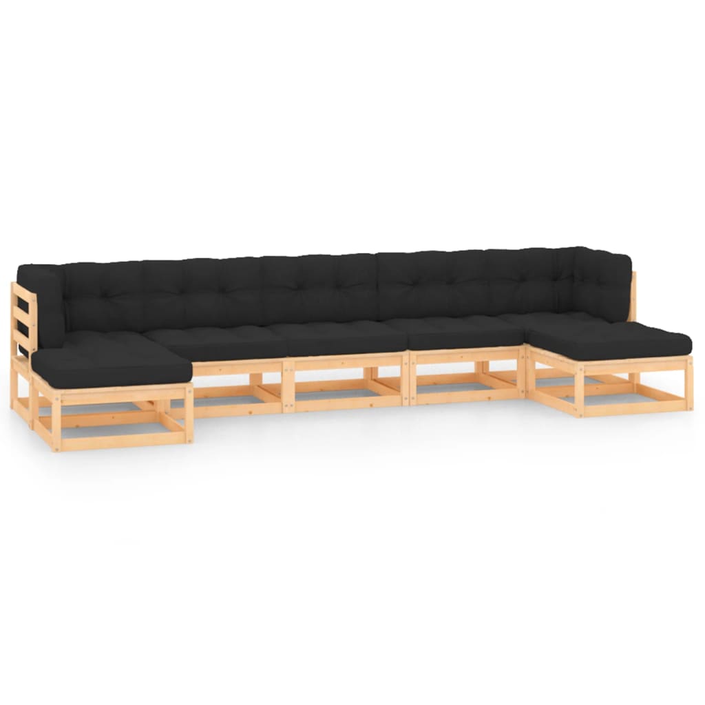 vidaXL 7-tlg. Garten-Lounge-Set mit Kissen Massivholz Kiefer