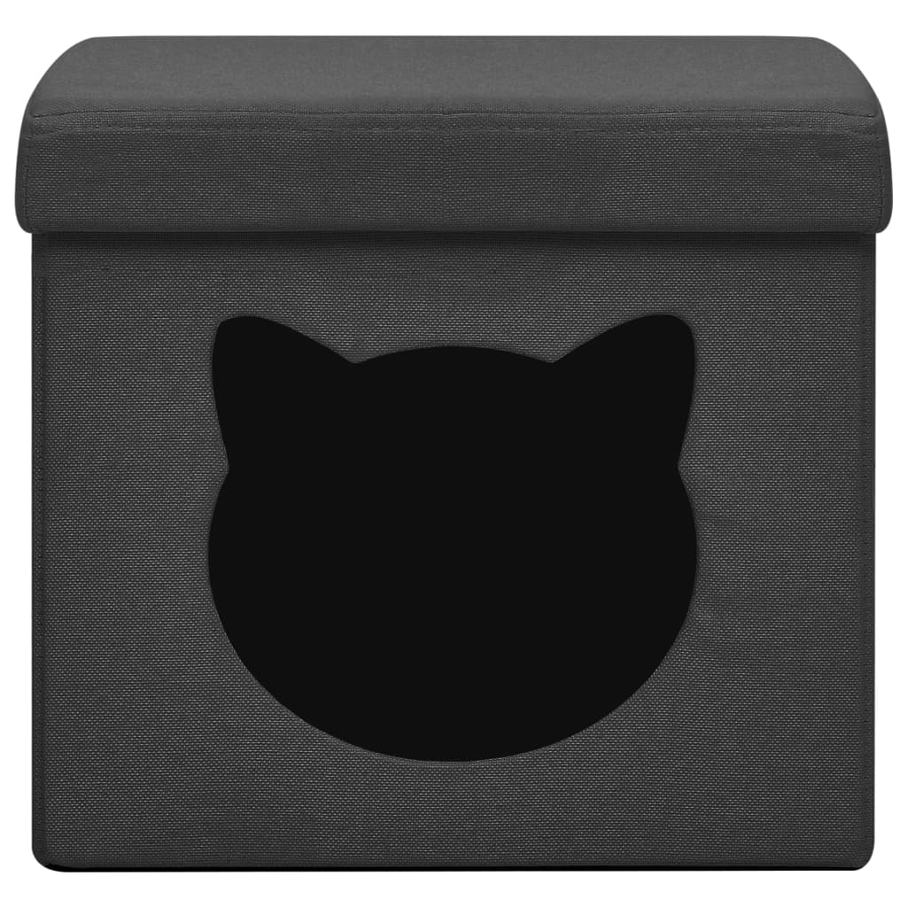 vidaXL foldbar opbevaringspuf med kattemønster stof sort