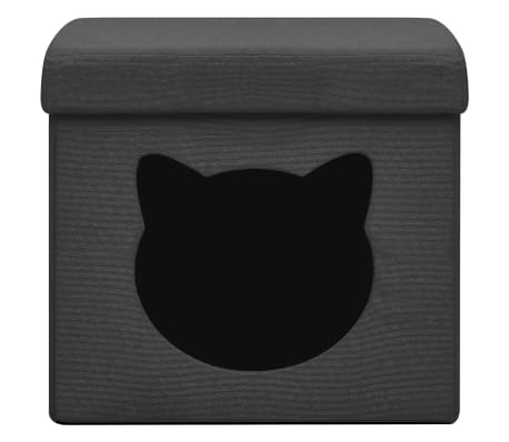 vidaXL Tabouret de rangement pliable avec motif de chat Noir Tissu