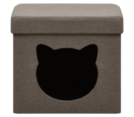 vidaXL Tabouret de rangement pliable avec motif de chat Marron Tissu