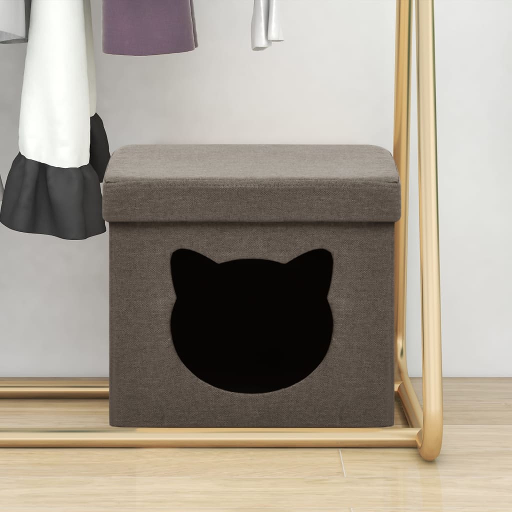 Petrashop  Skládací úložná stolička s kočičím vzorem hnědá textil