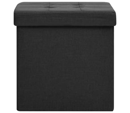 vidaXL Tabouret de rangement pliable Noir Faux lin