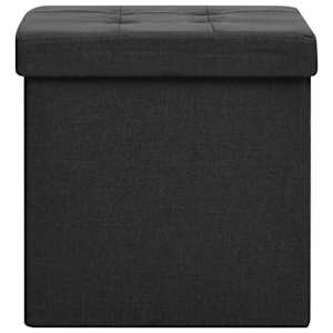 vidaXL Tabouret de rangement pliable Noir Faux lin