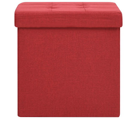 vidaXL Sgabello con Contenitore Pieghevole Rosso Vino in Simil Lino