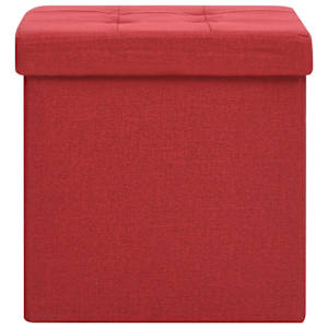 vidaXL Sgabello con Contenitore Pieghevole Rosso Vino in Simil Lino